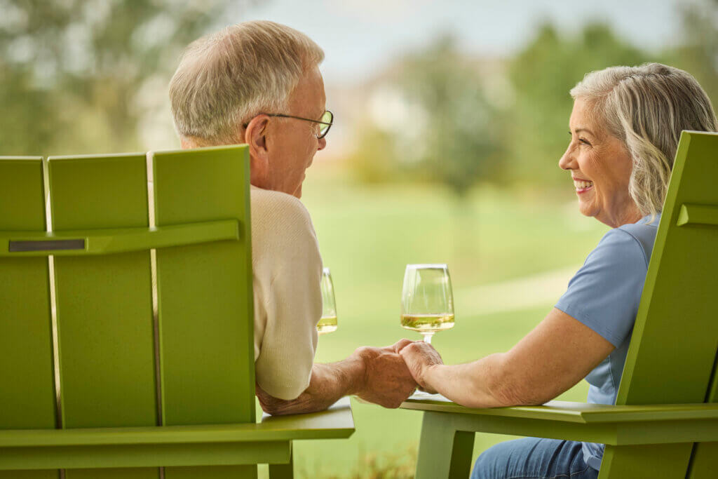 couple enjoying a drink outdoors