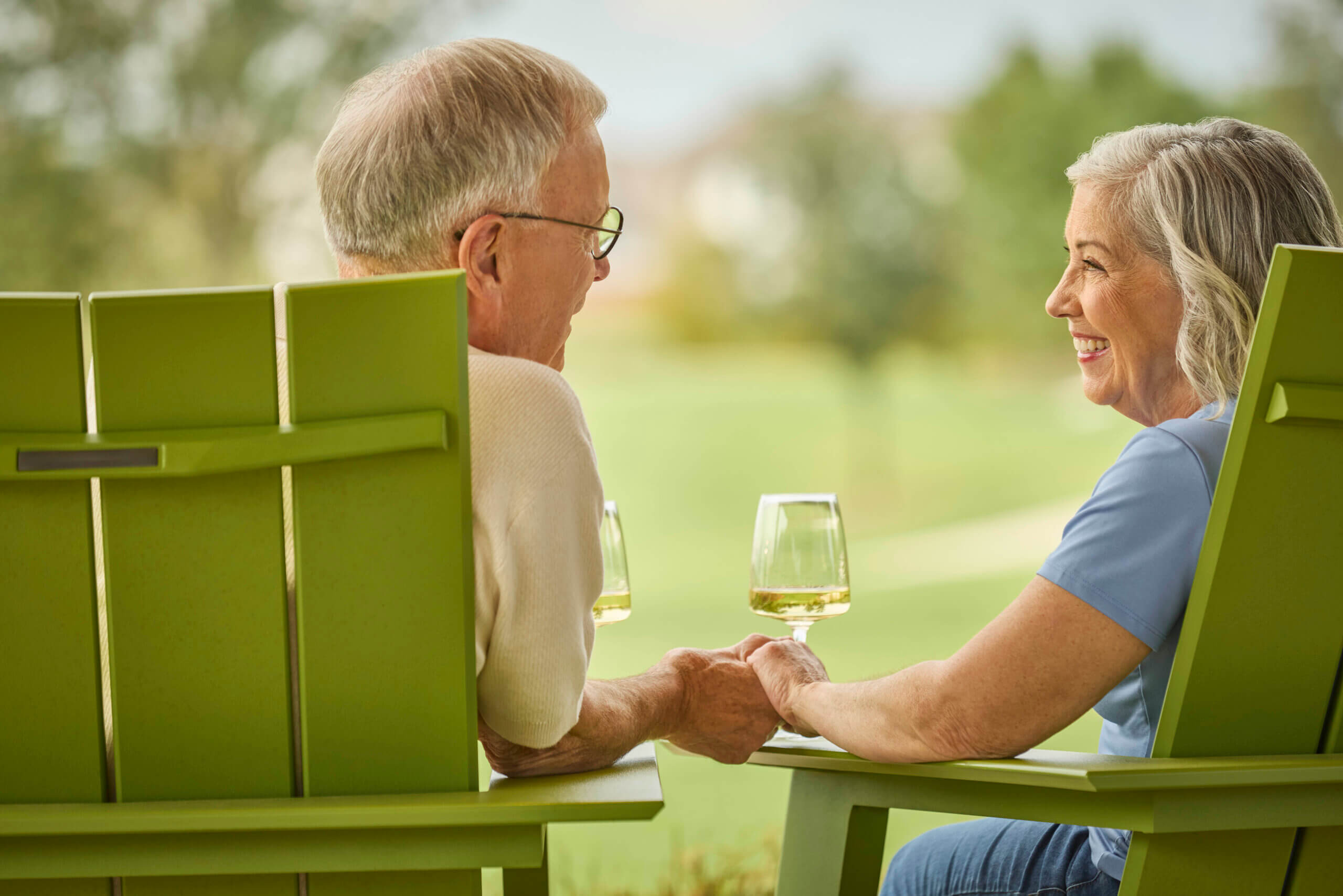 couple enjoying a drink outdoors